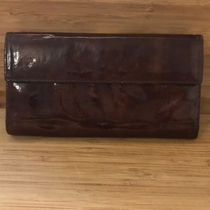 Brown patent wallet